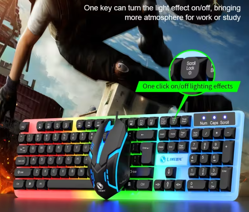 GTX350 RGB Colorful LED Gaming Keyboard & Mouse Combo – USB Wired Backlit Gamer Desktop Set for PC, Laptop, PS4 & Windows