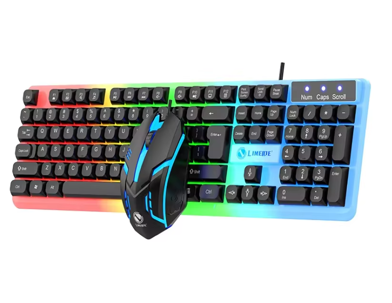 GTX350 RGB Colorful LED Gaming Keyboard & Mouse Combo – USB Wired Backlit Gamer Desktop Set for PC, Laptop, PS4 & Windows
