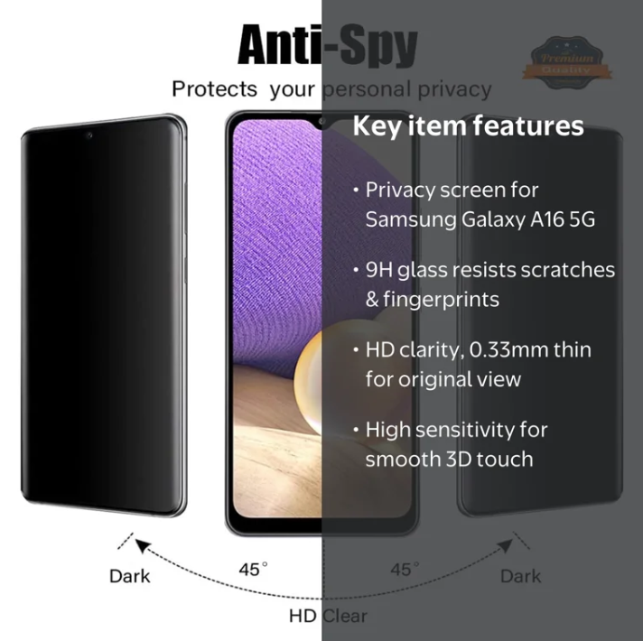 SHOPZO Edge-to-Edge 9H Privacy Tempered Glass Screen Protector for iPhone (شاشة حماية لقافة)